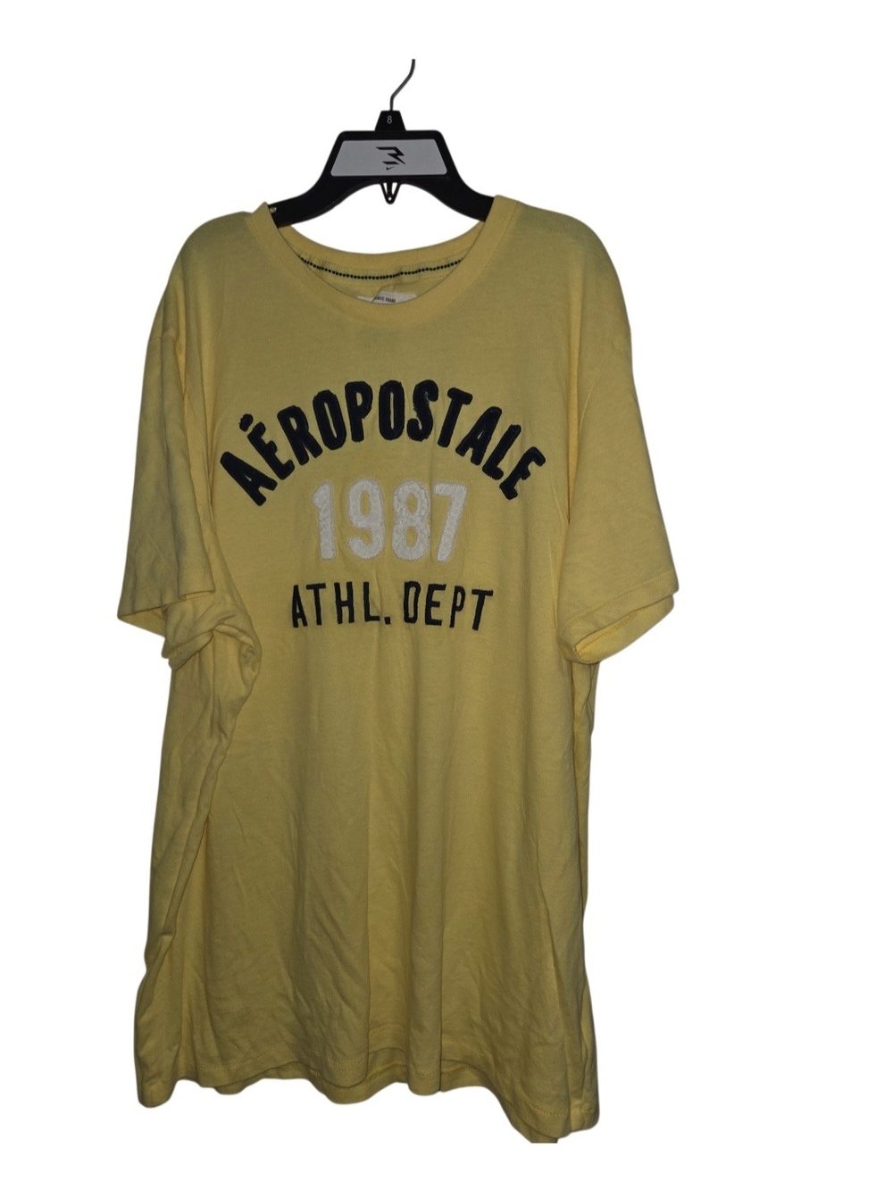 Aeropostale Men's Yellow '1987 ATHL. DEPT' Short Sleeve Tee